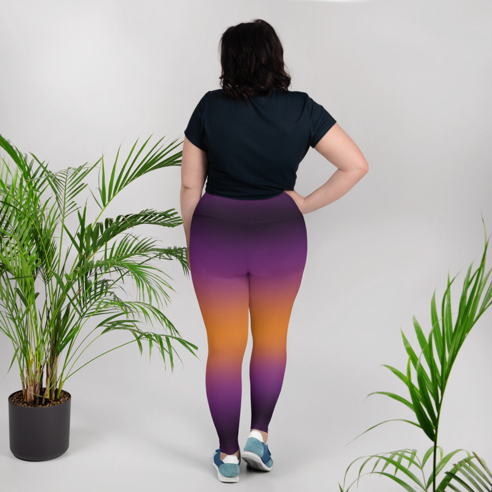 (Halloween) Purple Orange Ombre - Plus Size Leggings