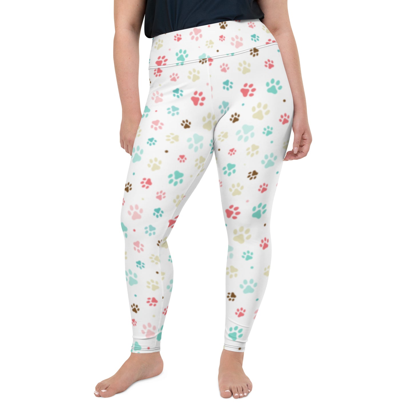 Paw Prints - White Plus Size Leggings