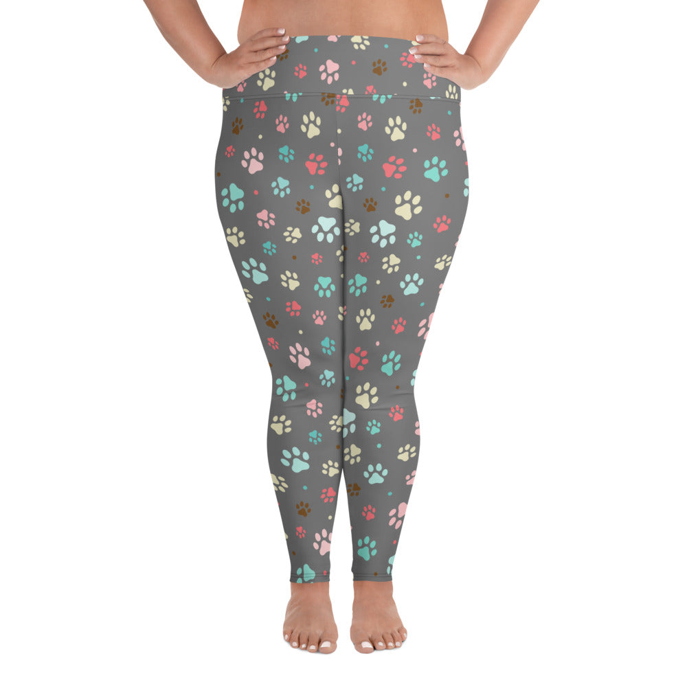 Paw Prints - Silver Plus Size Leggings