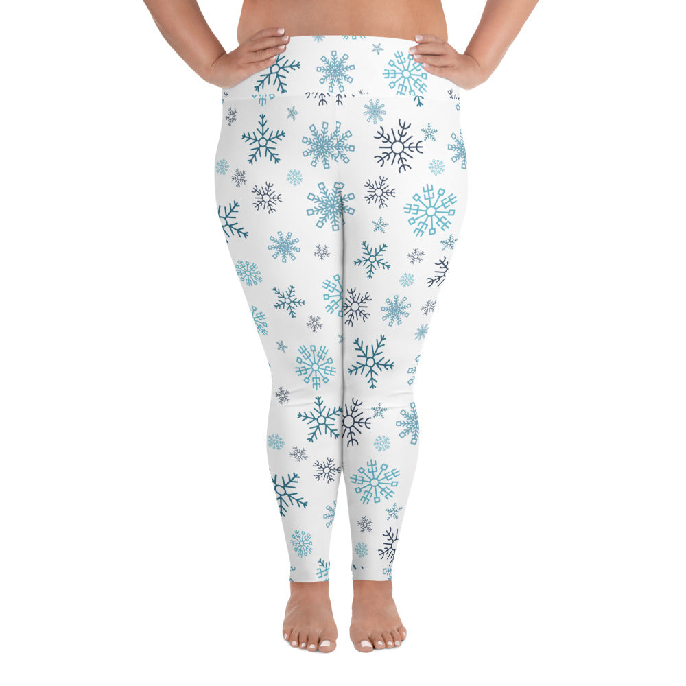 Snowflakes - White Plus Size Leggings