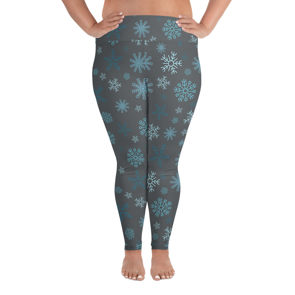 Snowflakes - Silver Plus Size Leggings