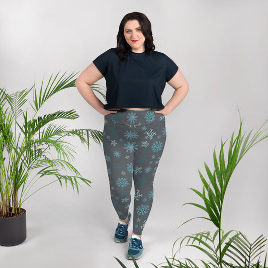 Snowflakes - Silver Plus Size Leggings