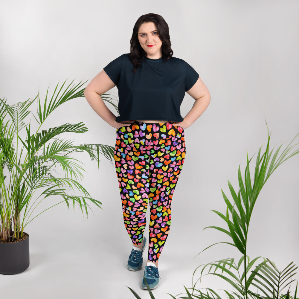 Rainbow Hearts - Plus Size Leggings