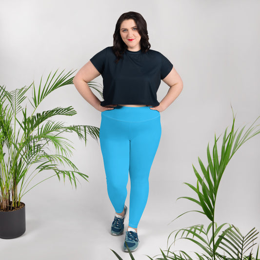 Solid Bright Blue - Plus Size Leggings