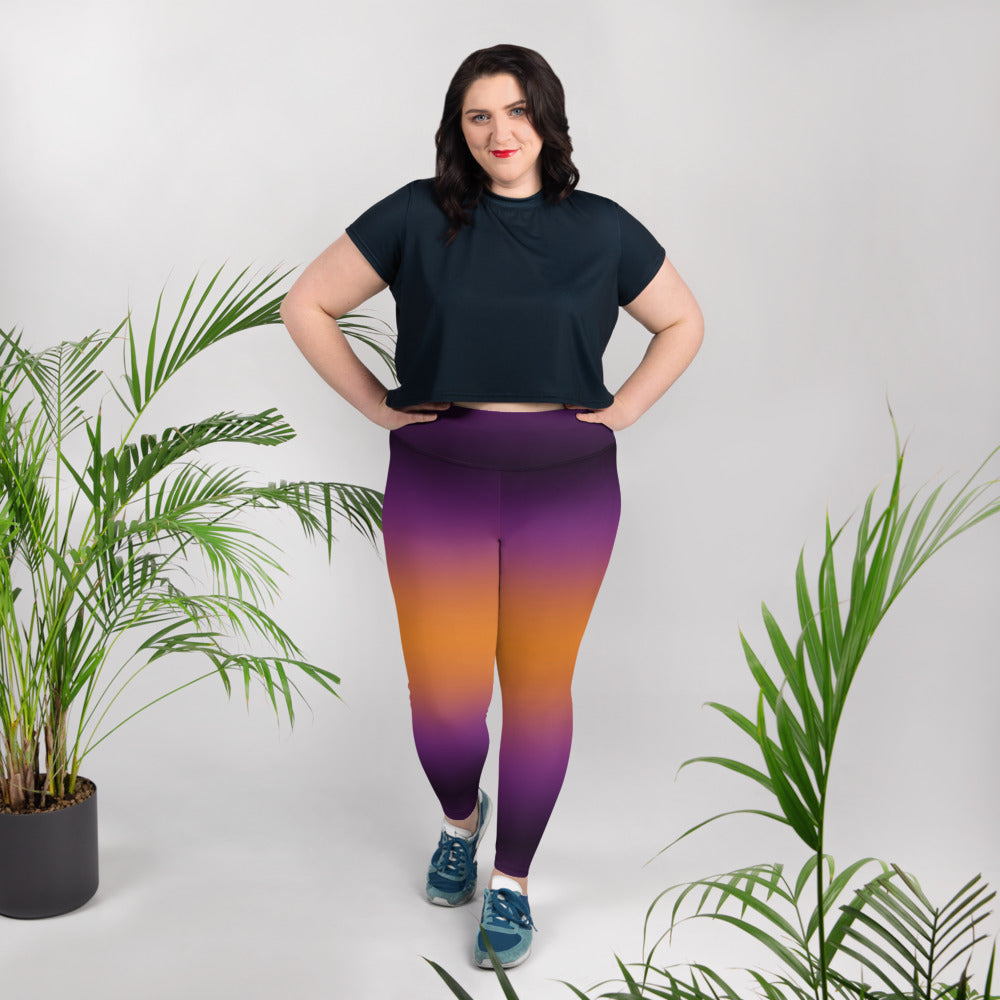 (Halloween) Purple Orange Ombre - Plus Size Leggings