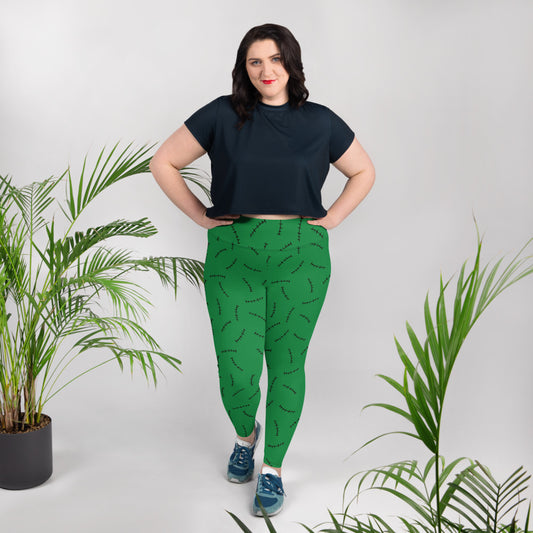 (Halloween) Franky's Stitches (Green) - Plus Size Leggings