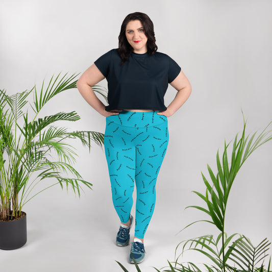(Halloween) Franky's Stitches (Teal) - Plus Size Leggings