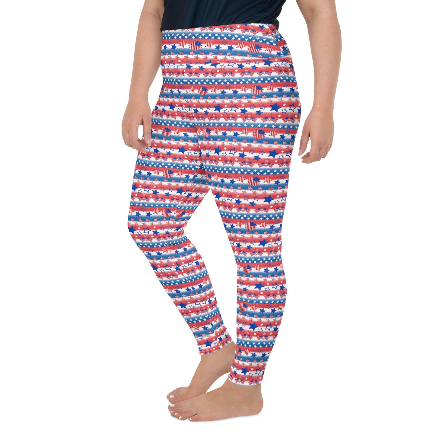 Patriotic Stripes - Plus Size Leggings