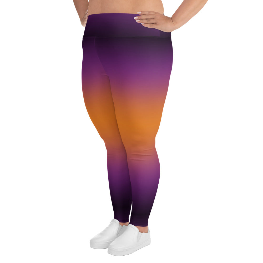 (Halloween) Purple Orange Ombre - Plus Size Leggings