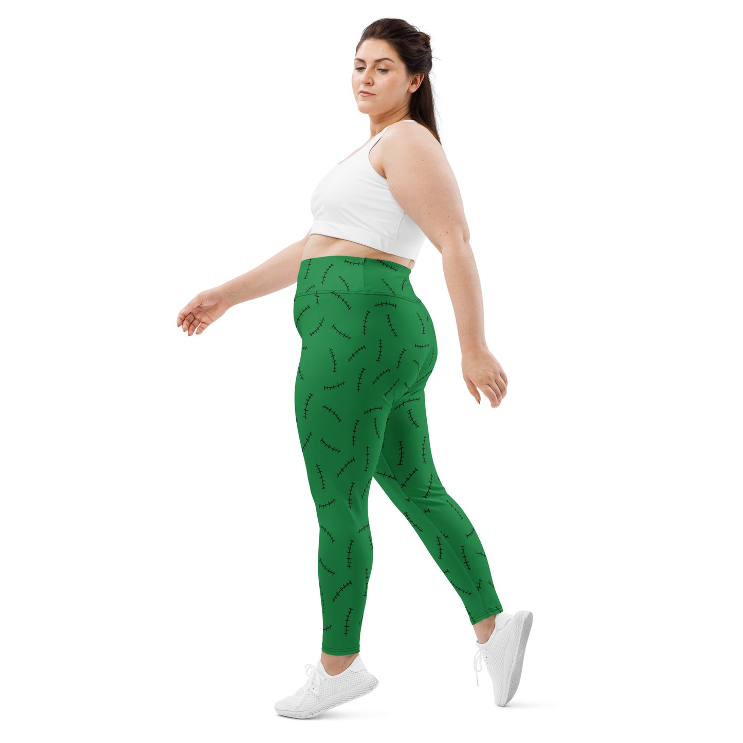(Halloween) Franky's Stitches (Green) - Plus Size Leggings