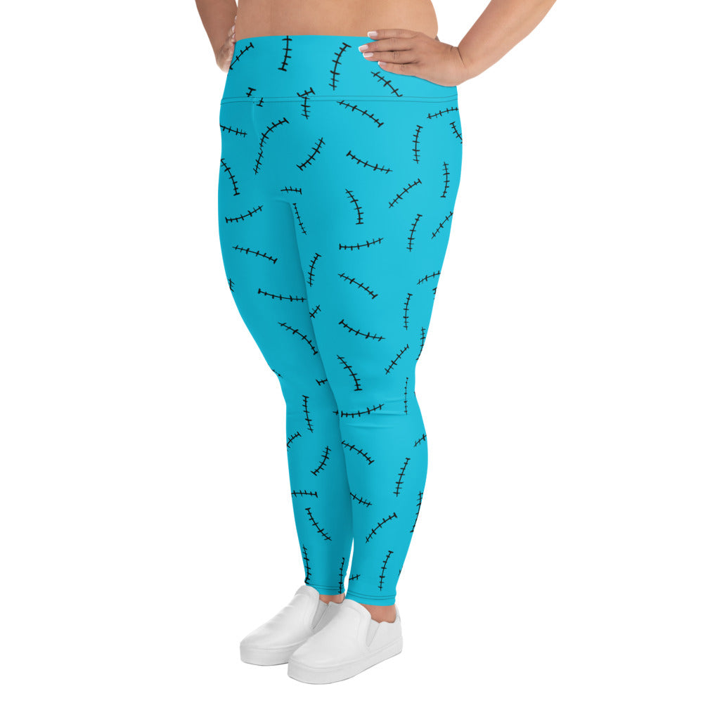 (Halloween) Franky's Stitches (Teal) - Plus Size Leggings