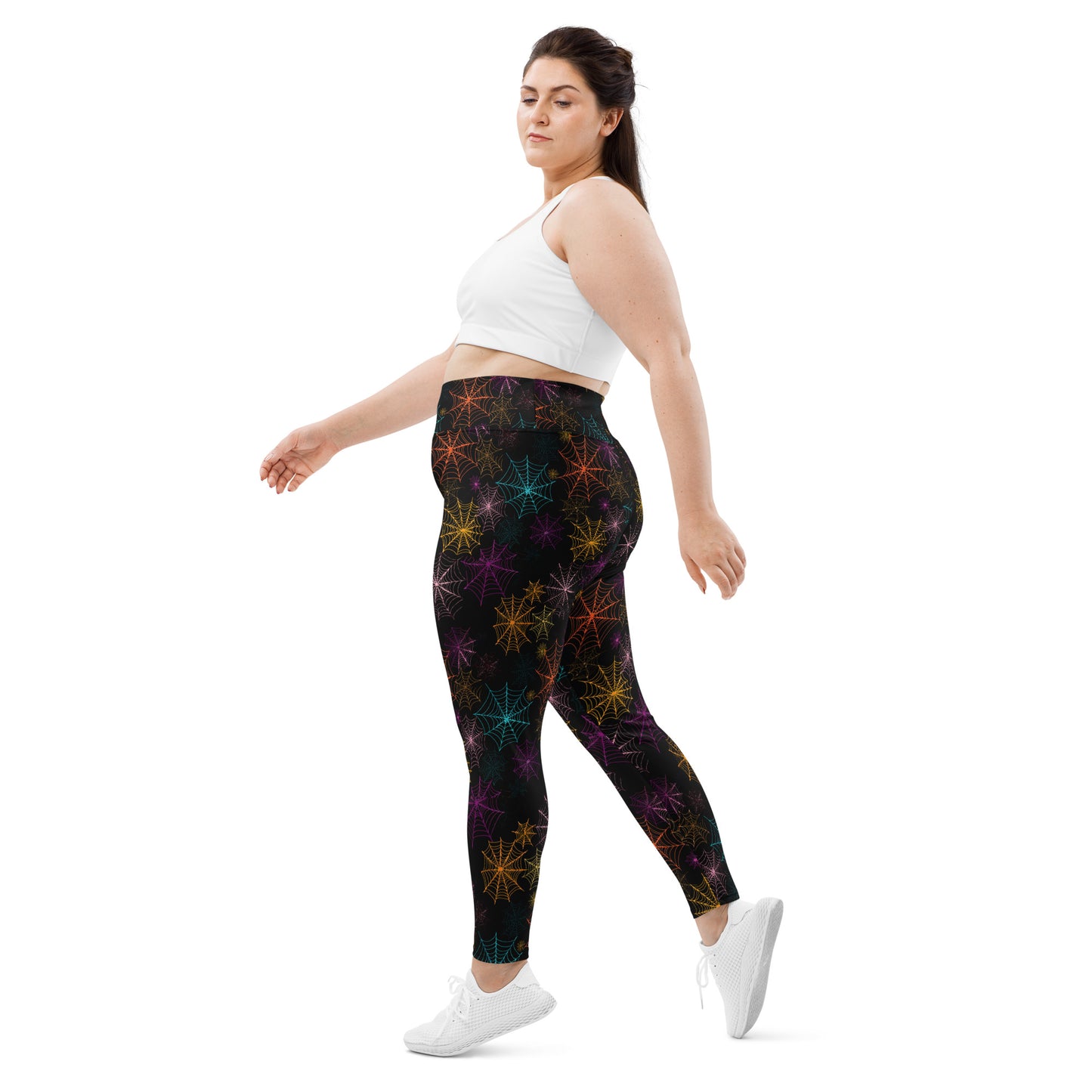 (Halloween) Colorful Spider Webs - Plus Size Leggings
