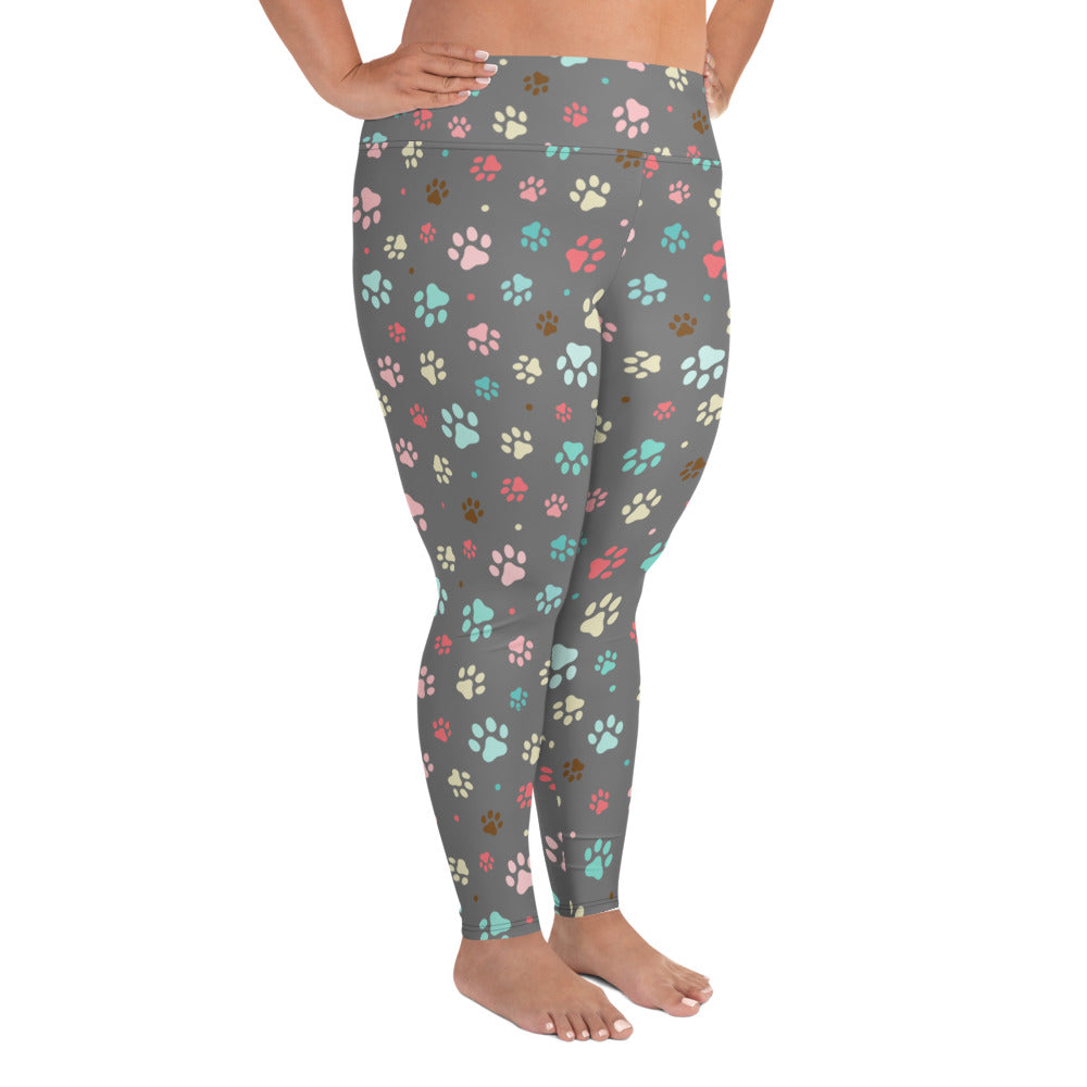 Paw Prints - Silver Plus Size Leggings
