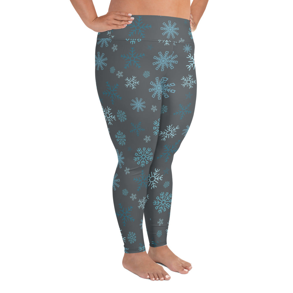 Snowflakes - Silver Plus Size Leggings