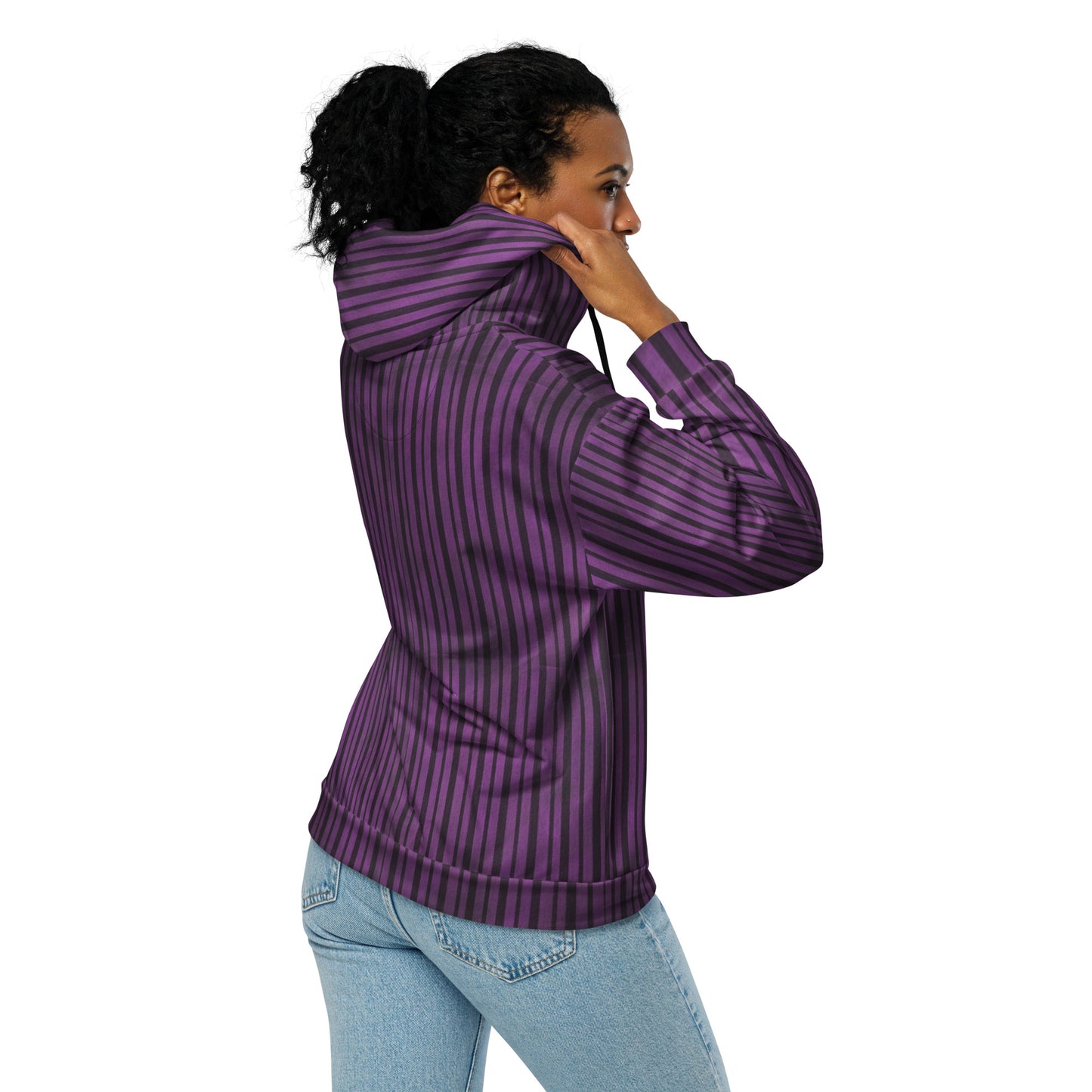 (Halloween) Purple Black Stripe - Premium Zip Hoodie