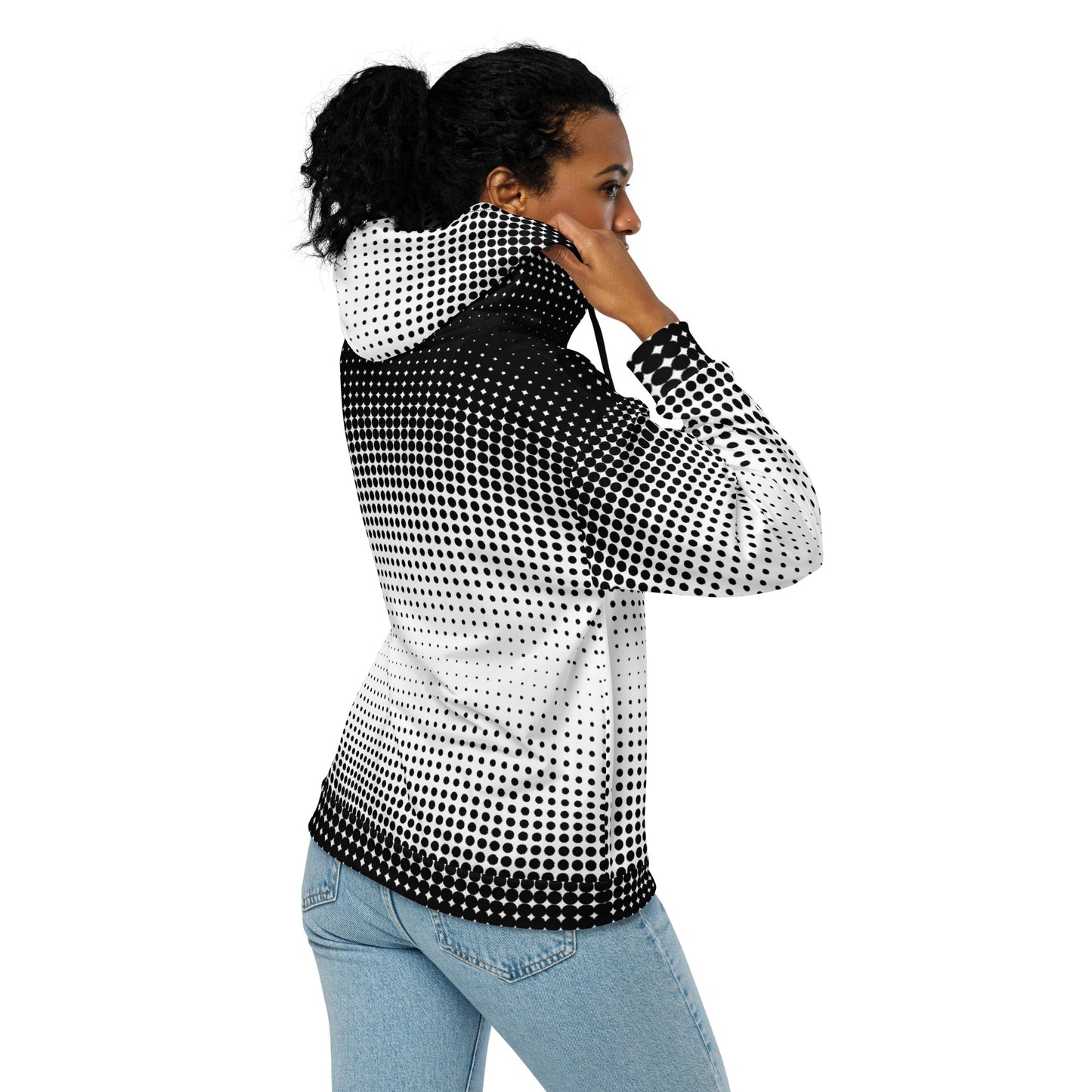 Black White Dot Gradient - Premium Zip Hoodie