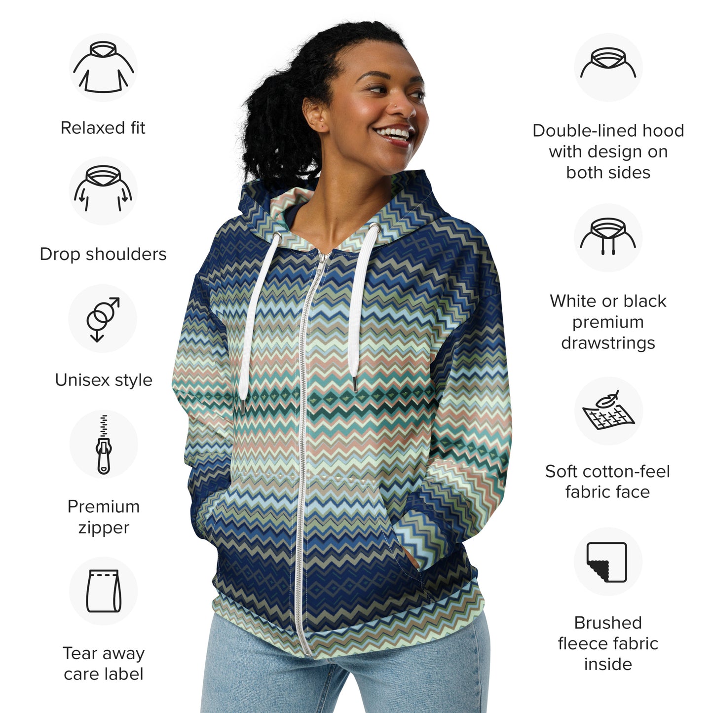 Chevron - Premium Zip Hoodie