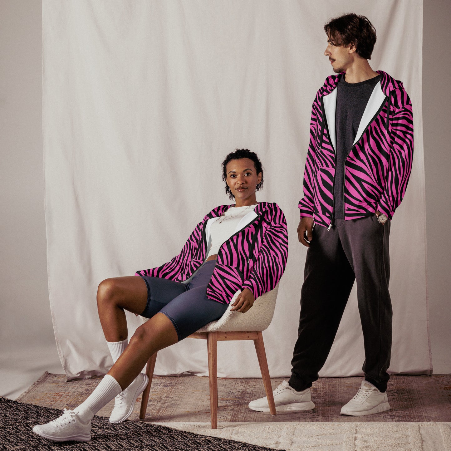 Zebra Pink - Premium Zip Hoodie
