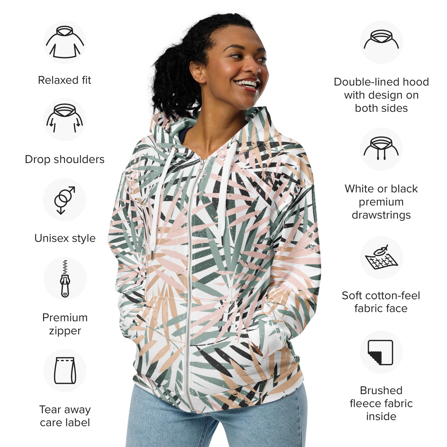 Tropical Palms - Premium Zip Hoodie