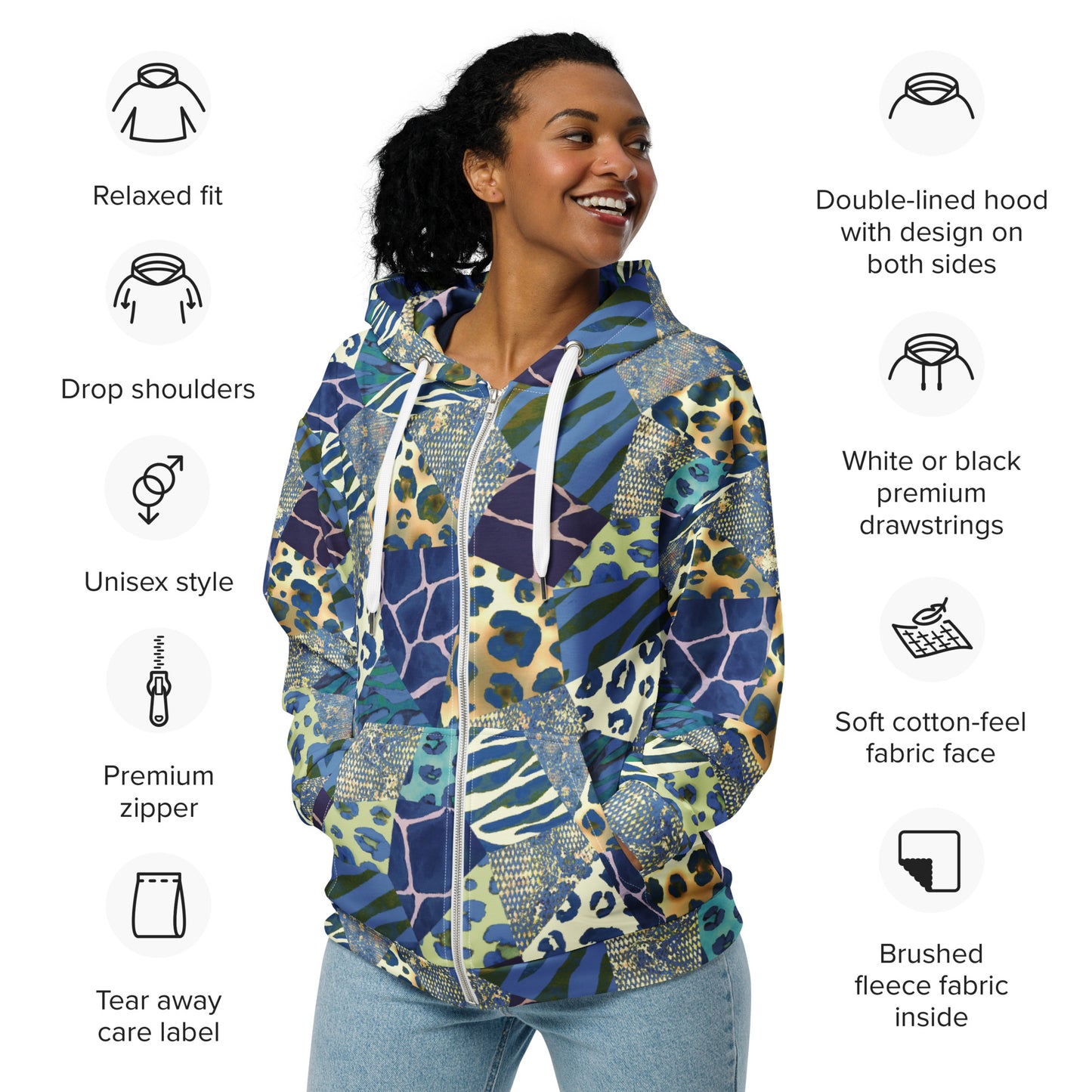 Blue Jungle - Premium Zip Hoodie