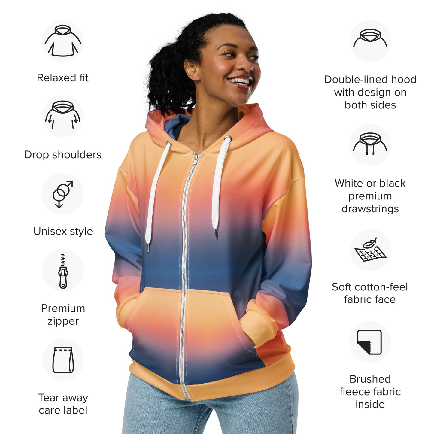 Sunset Ombre - Premium Zip Hoodie