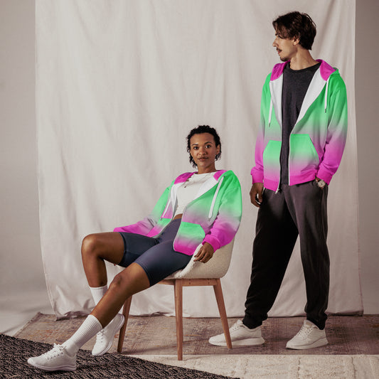Minty Pink Ombre - Premium Zip Hoodie