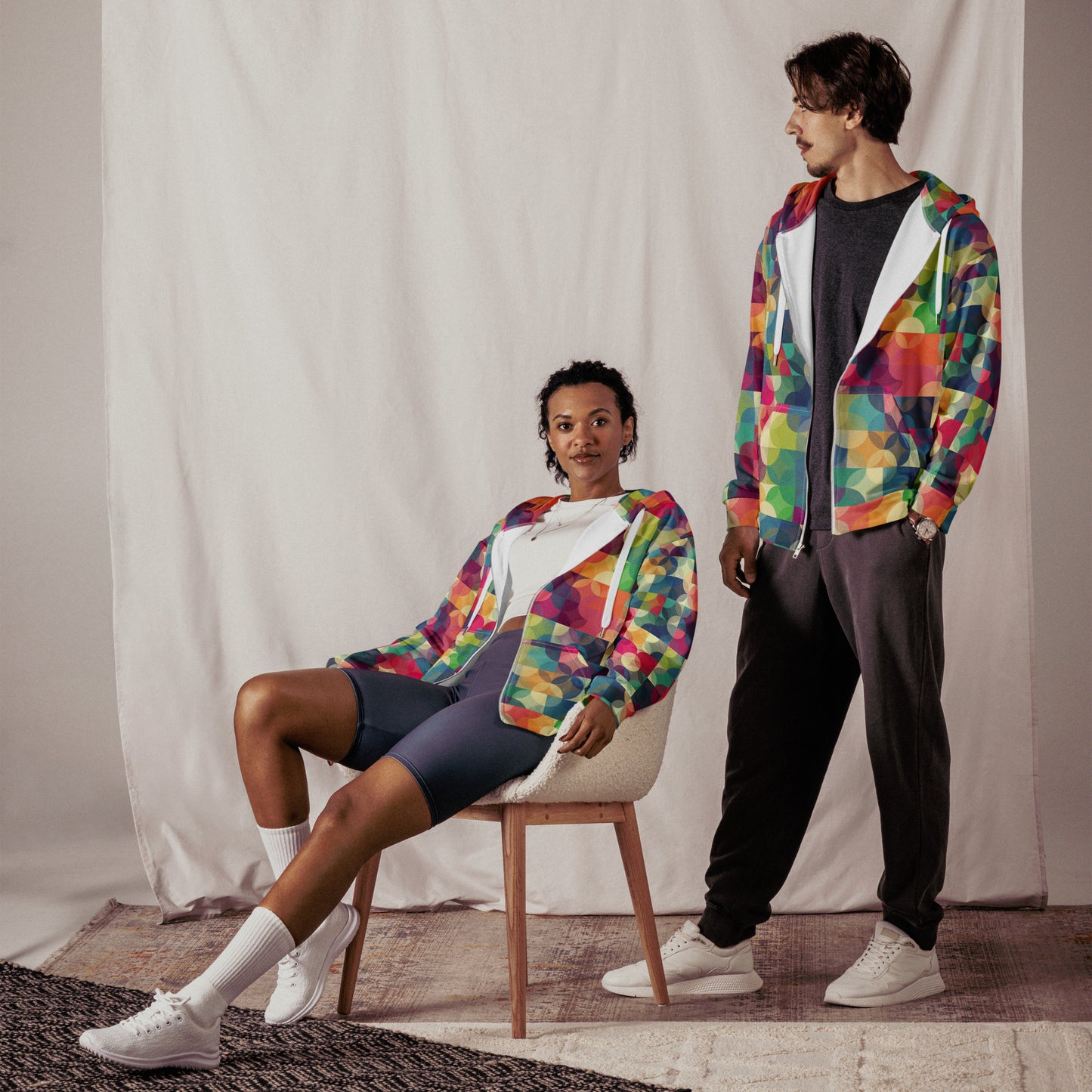 Colorful Geometric - Premium Zip Hoodie