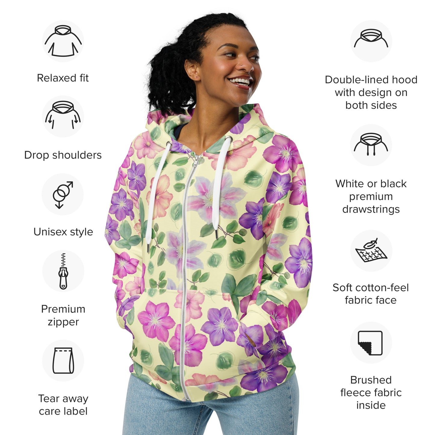 Floral - Premium Zip Hoodie