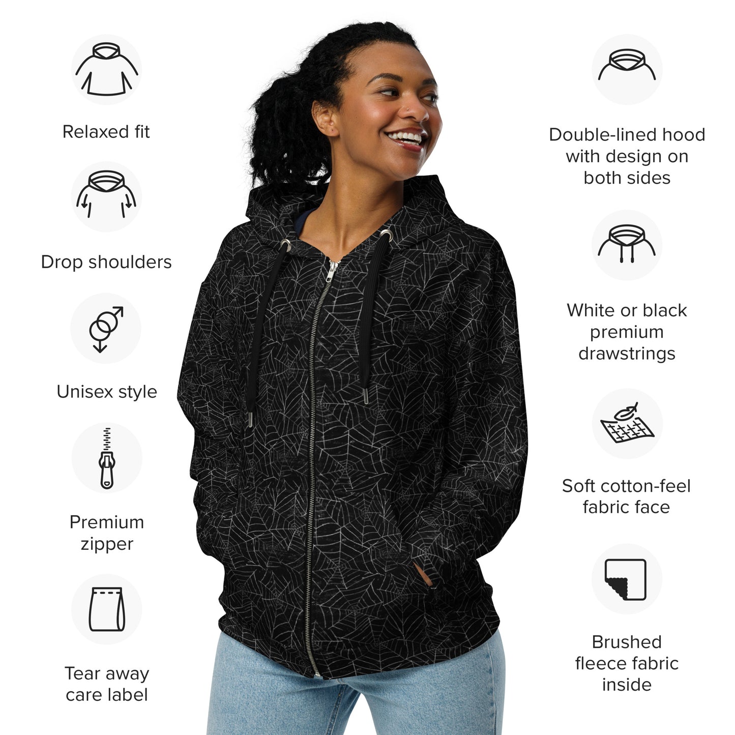 (Halloween) Spider Webs - Premium Zip Hoodie
