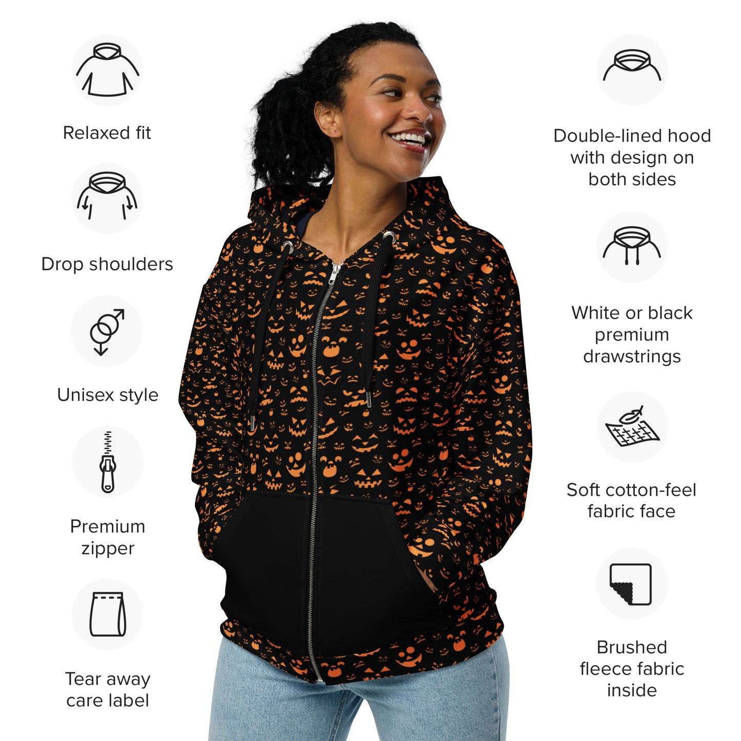 (Halloween) Jack-o-lantern Smiles - Premium Zip Hoodie