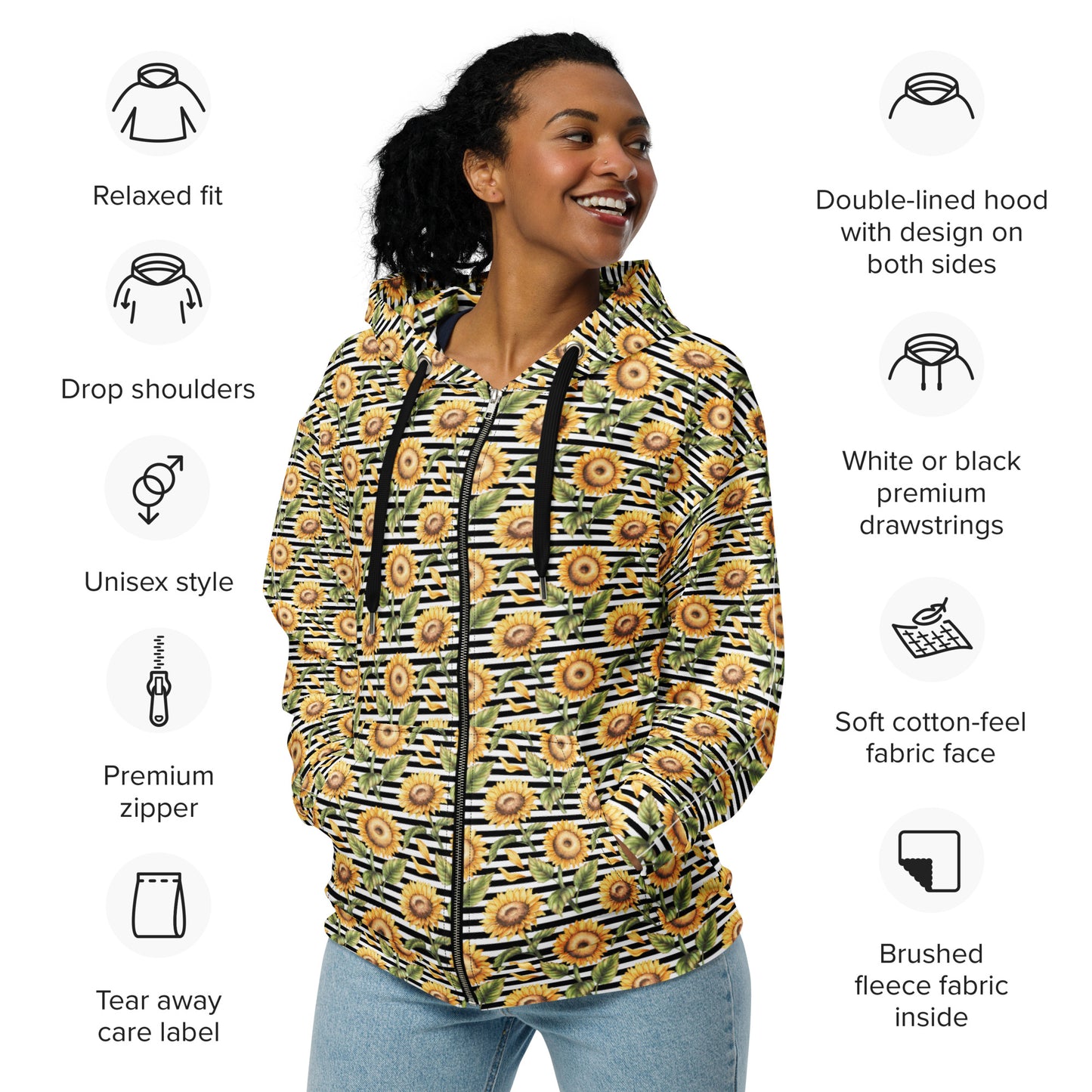 Sunflower Stripe - Premium Zip Hoodie