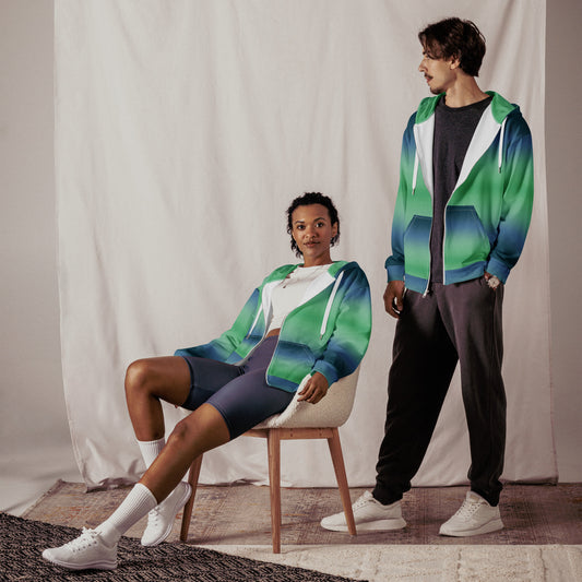 Blue Green Ombre - Premium Zip Hoodie