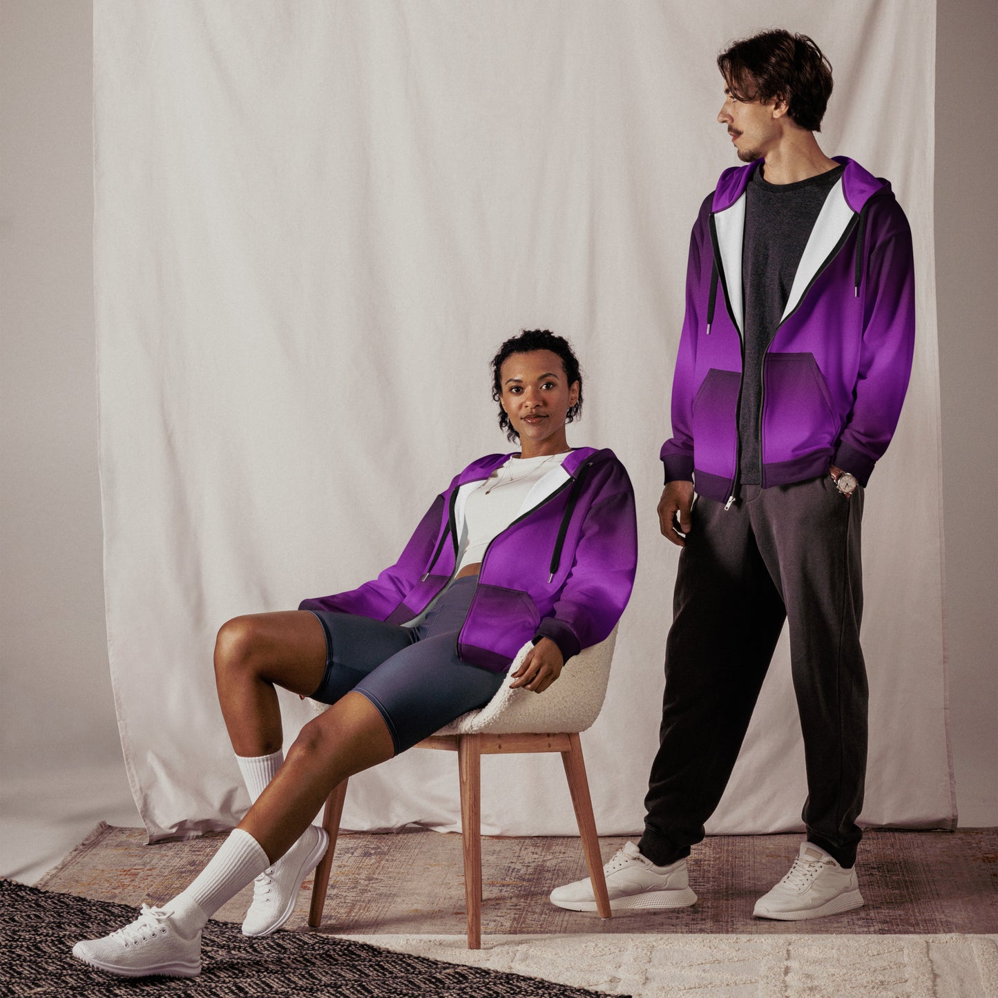 Black Purple Ombre - Premium Zip Hoodie