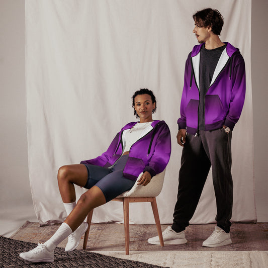 Black Purple Ombre - Premium Zip Hoodie