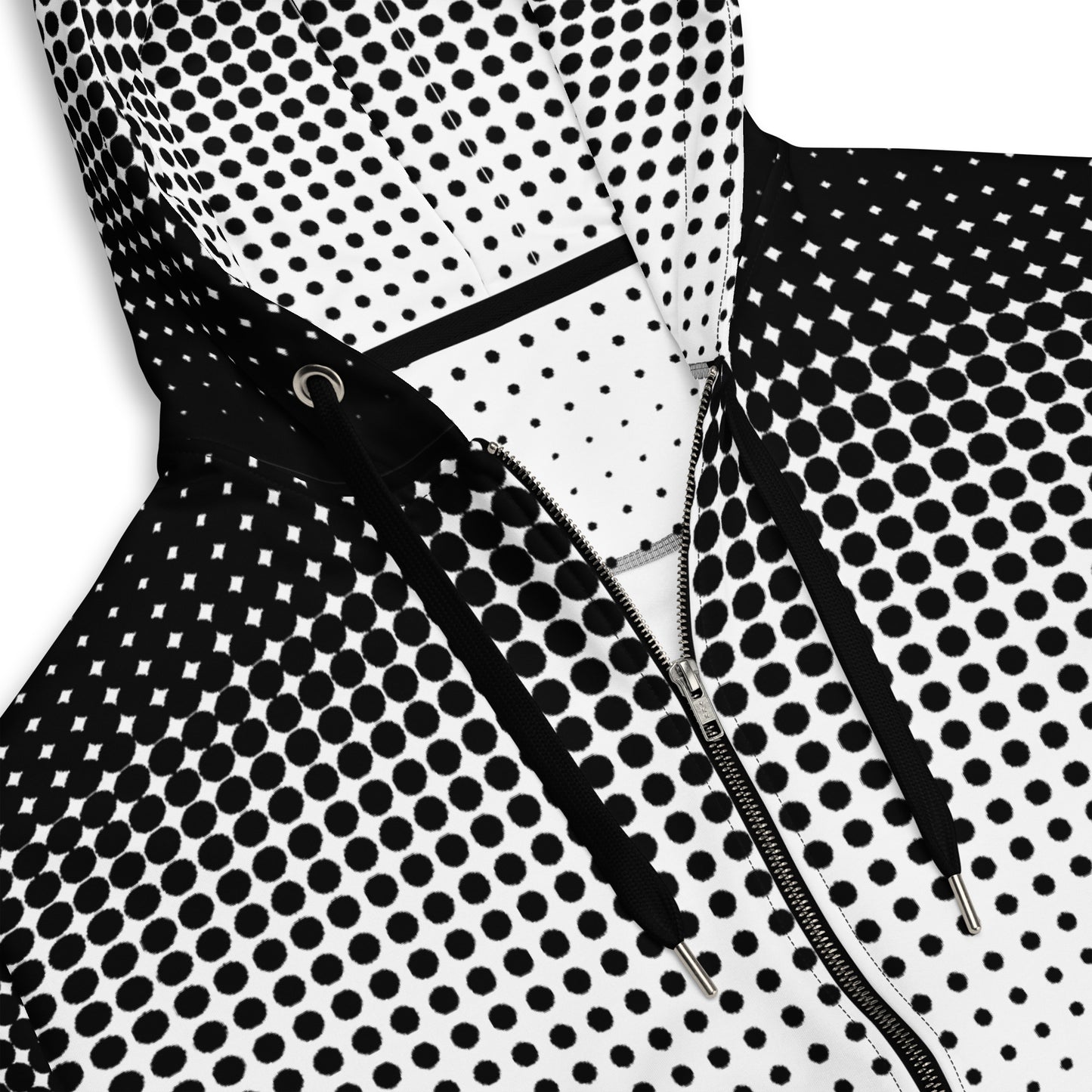 Black White Dot Gradient - Premium Zip Hoodie