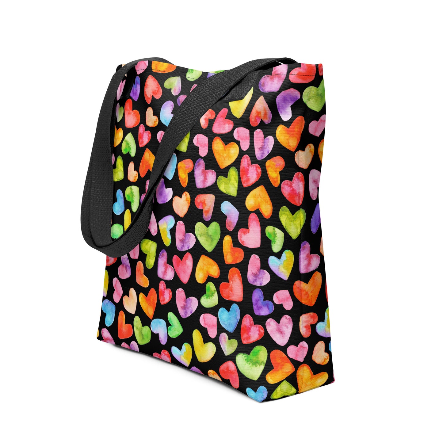 Rainbow Hearts - Small Tote Bag (15" x 15")