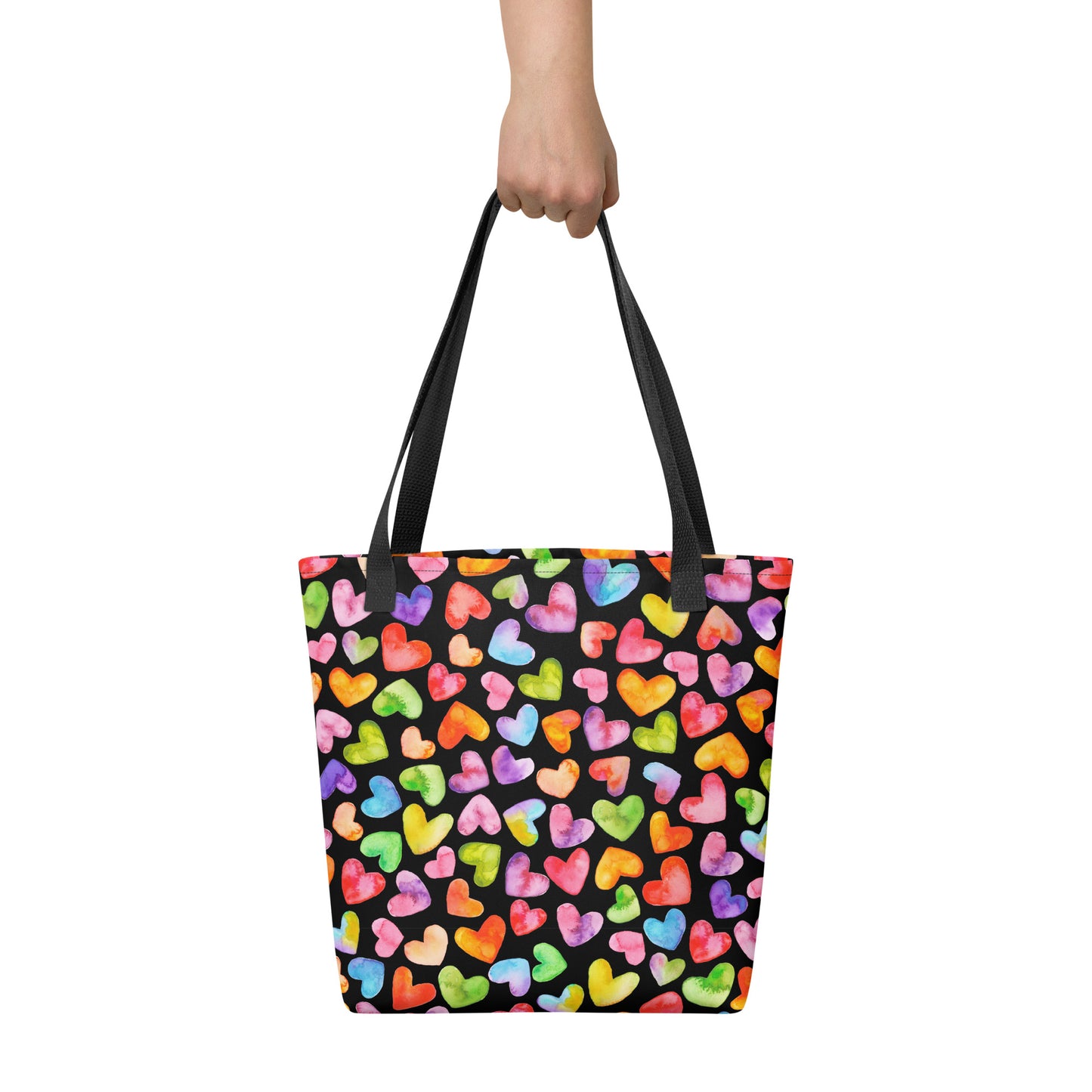 Rainbow Hearts - Small Tote Bag (15" x 15")