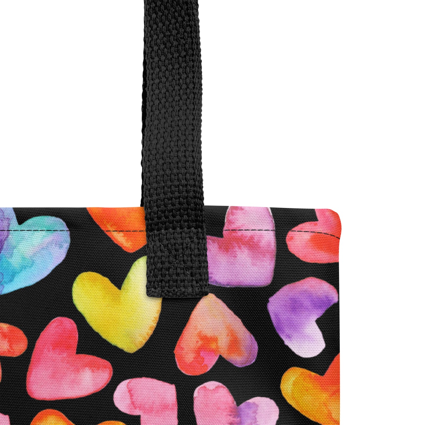 Rainbow Hearts - Small Tote Bag (15" x 15")