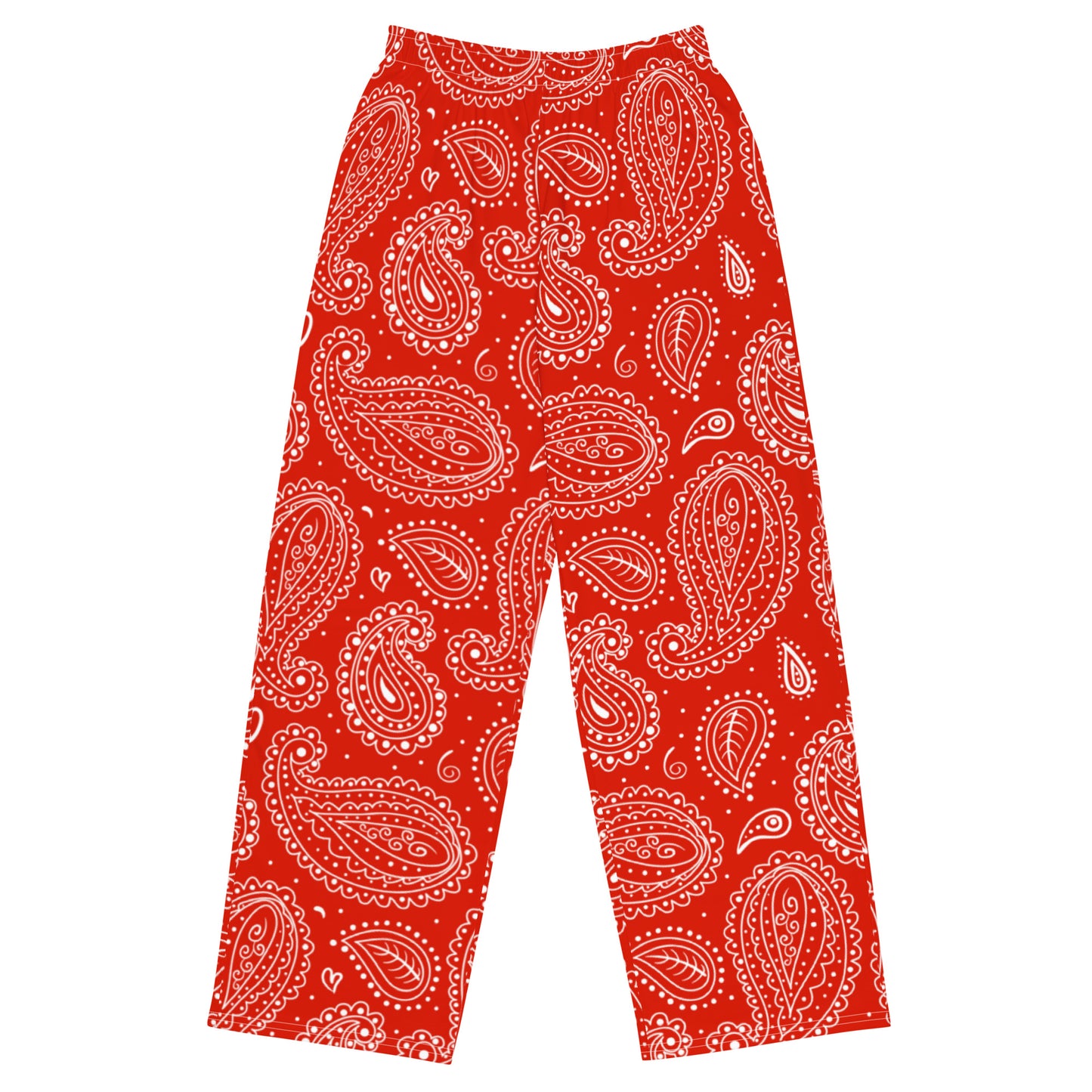Paisley (Red/Wht)- Premium Wide-leg Pants