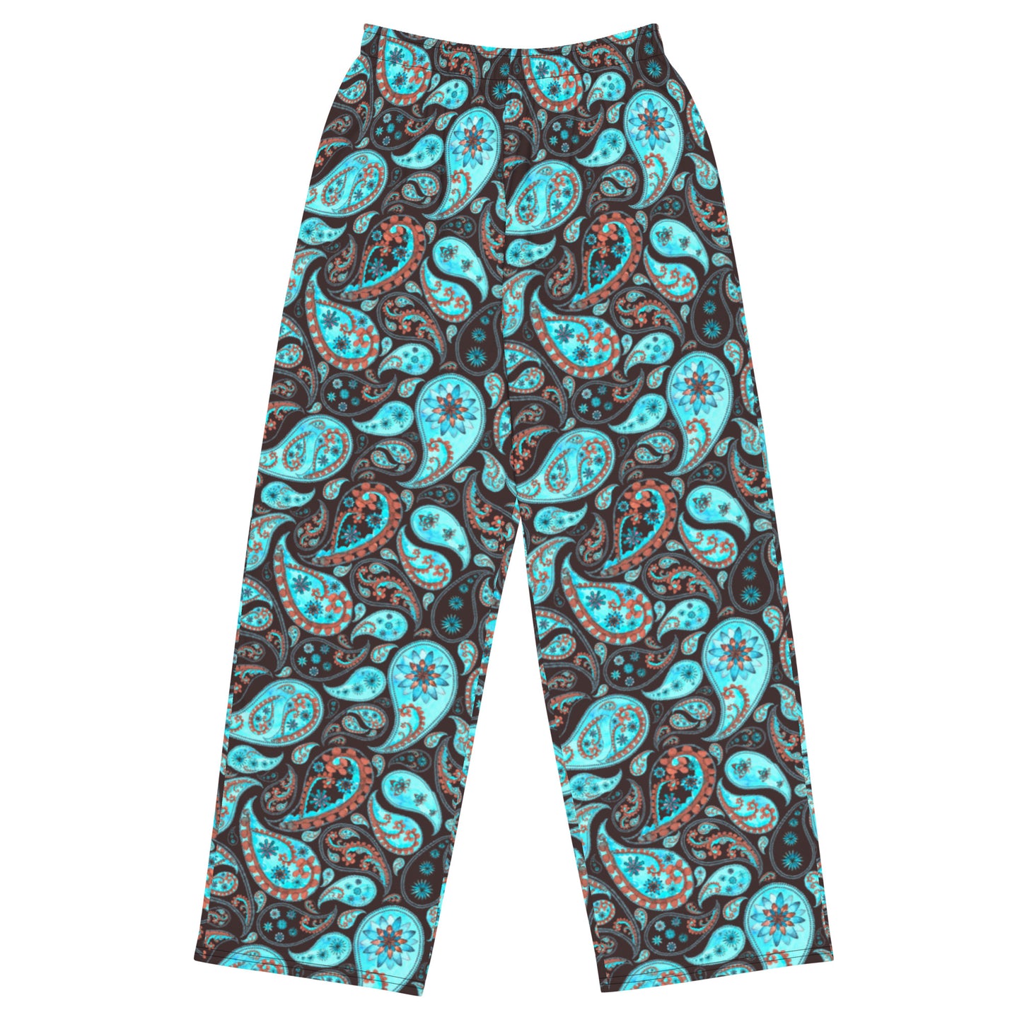 Paisley (Brown & Turquoise) - Premium Wide-leg Pants