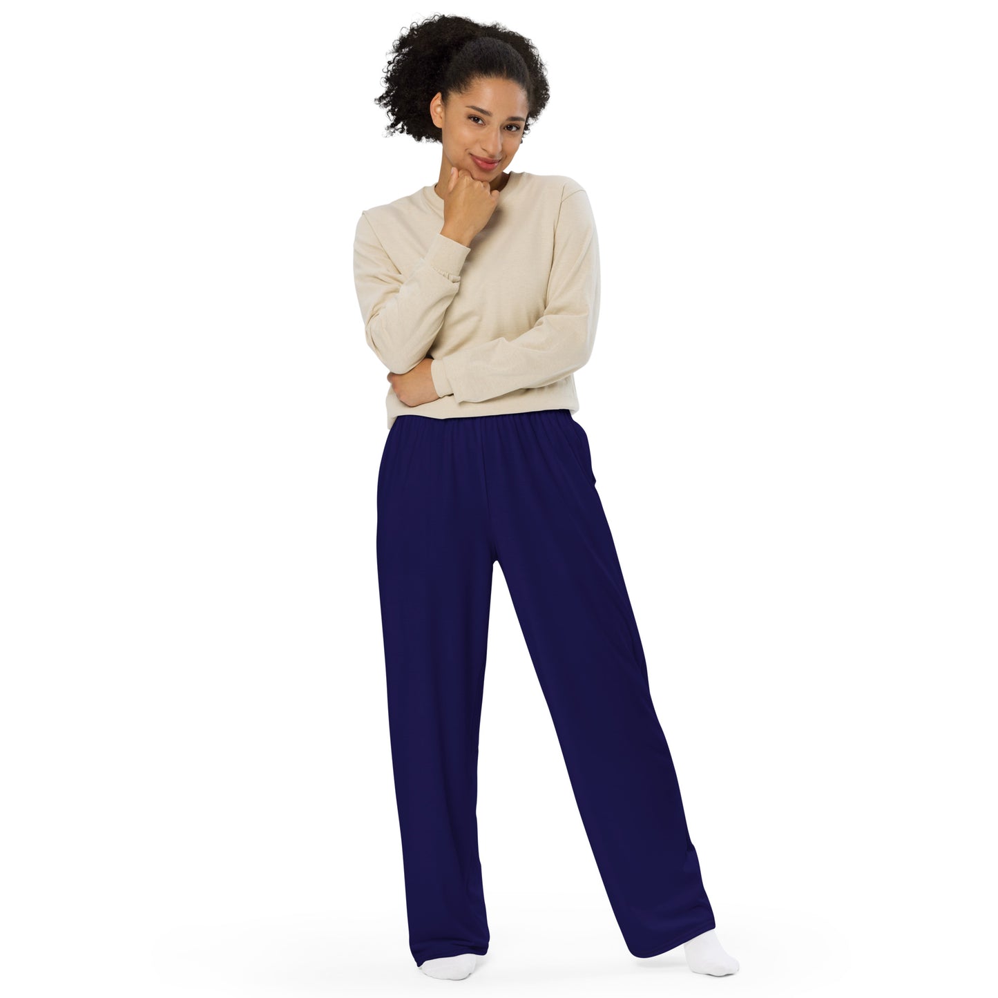 Solid Navy - Premium Wide-leg Pants