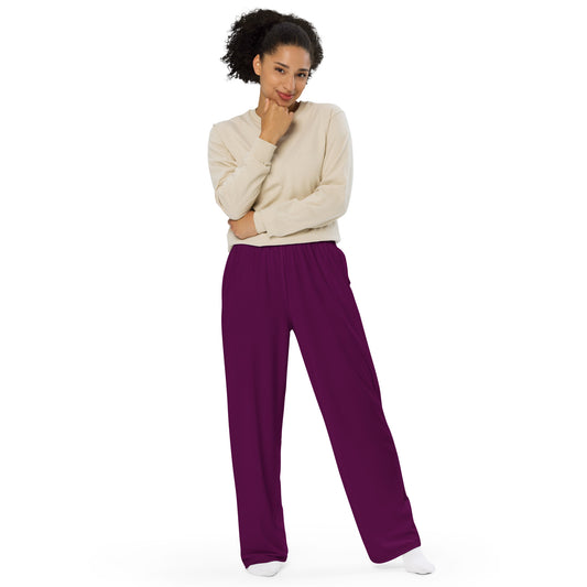 Solid Plum - Premium Wide-leg Pants