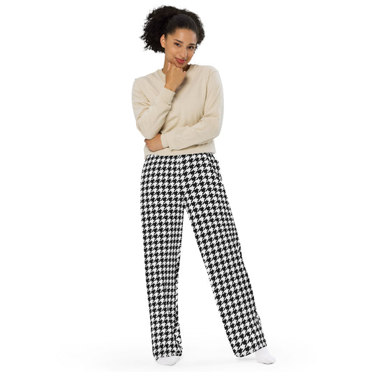 Houndstooth (Blk/Wht) - Premium Wide-leg Pants