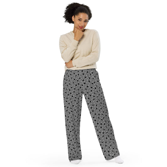 Polka Dot (Gray / Black / White) - Premium Wide-leg Pants