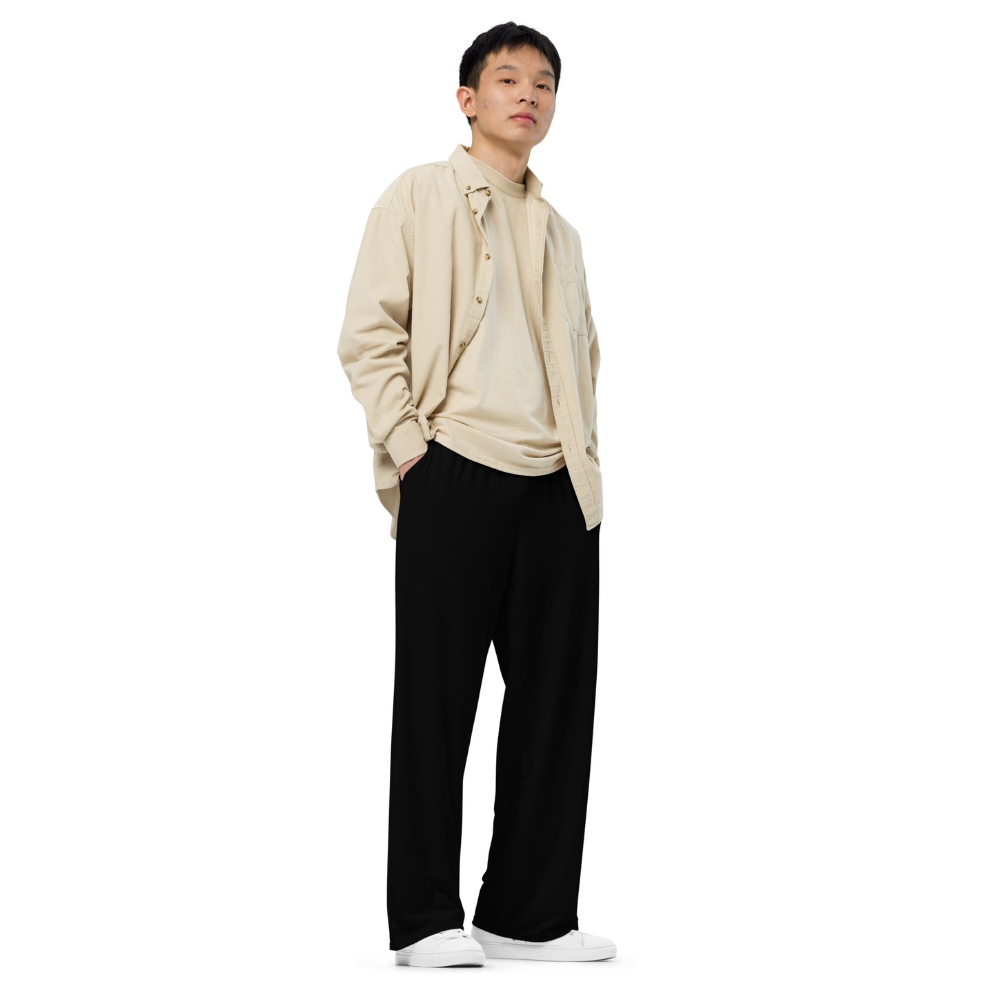 Solid Black - Premium Wide-leg Pants