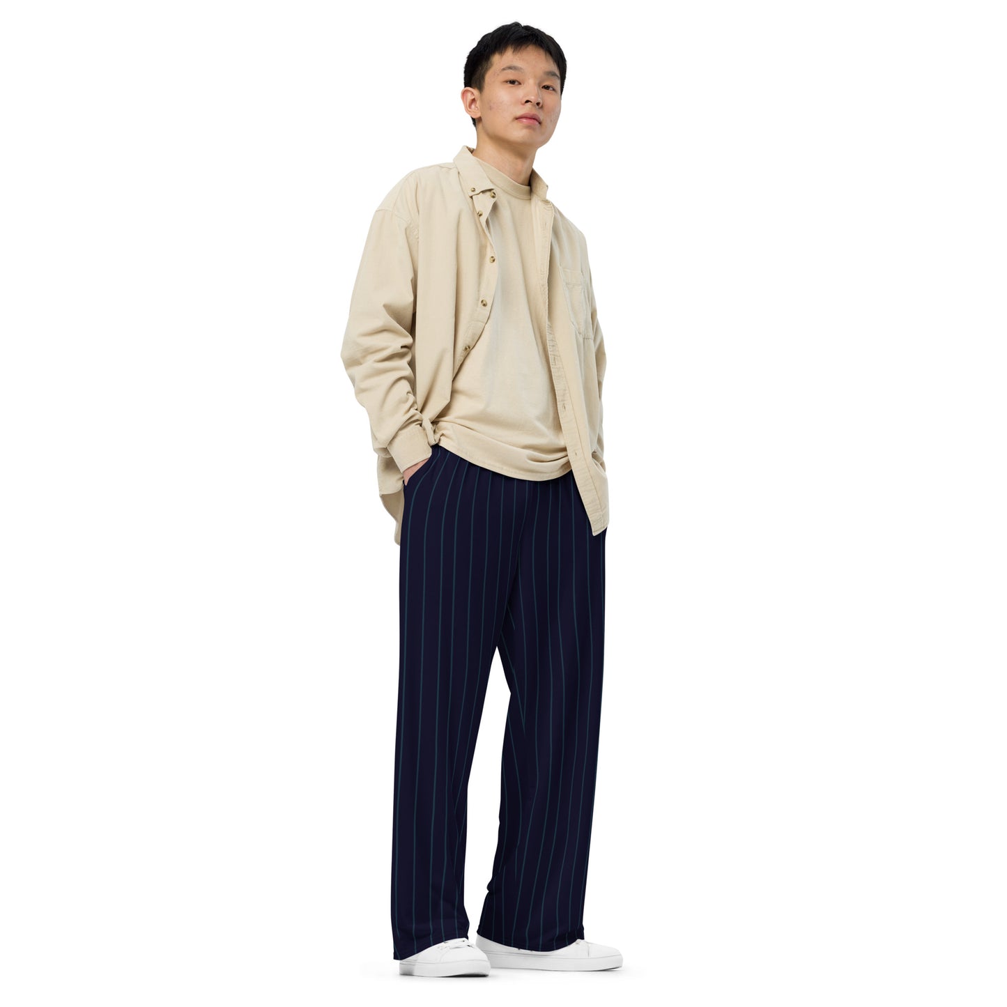 Pin Striped Navy - Premium Wide-leg Pants