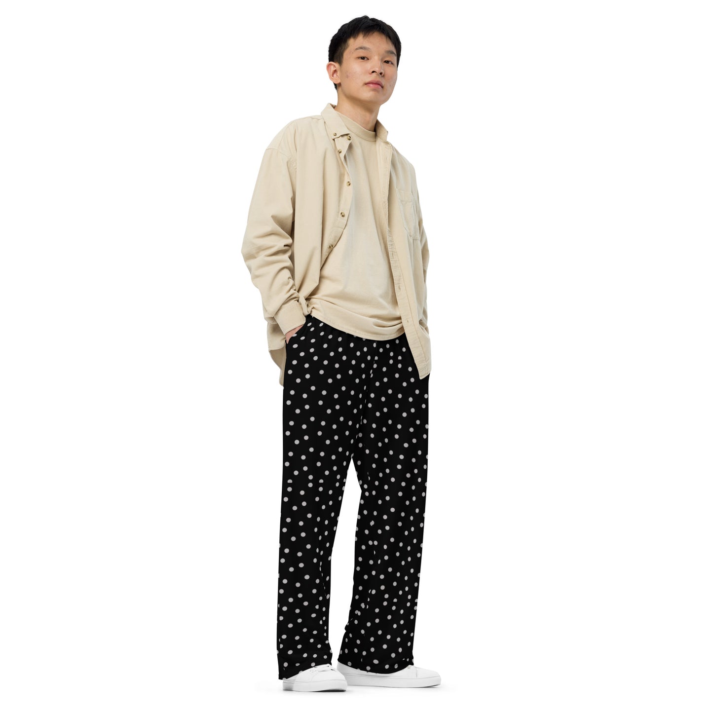 Polka Dot (Blk/Wht) - Premium Wide-leg Pants