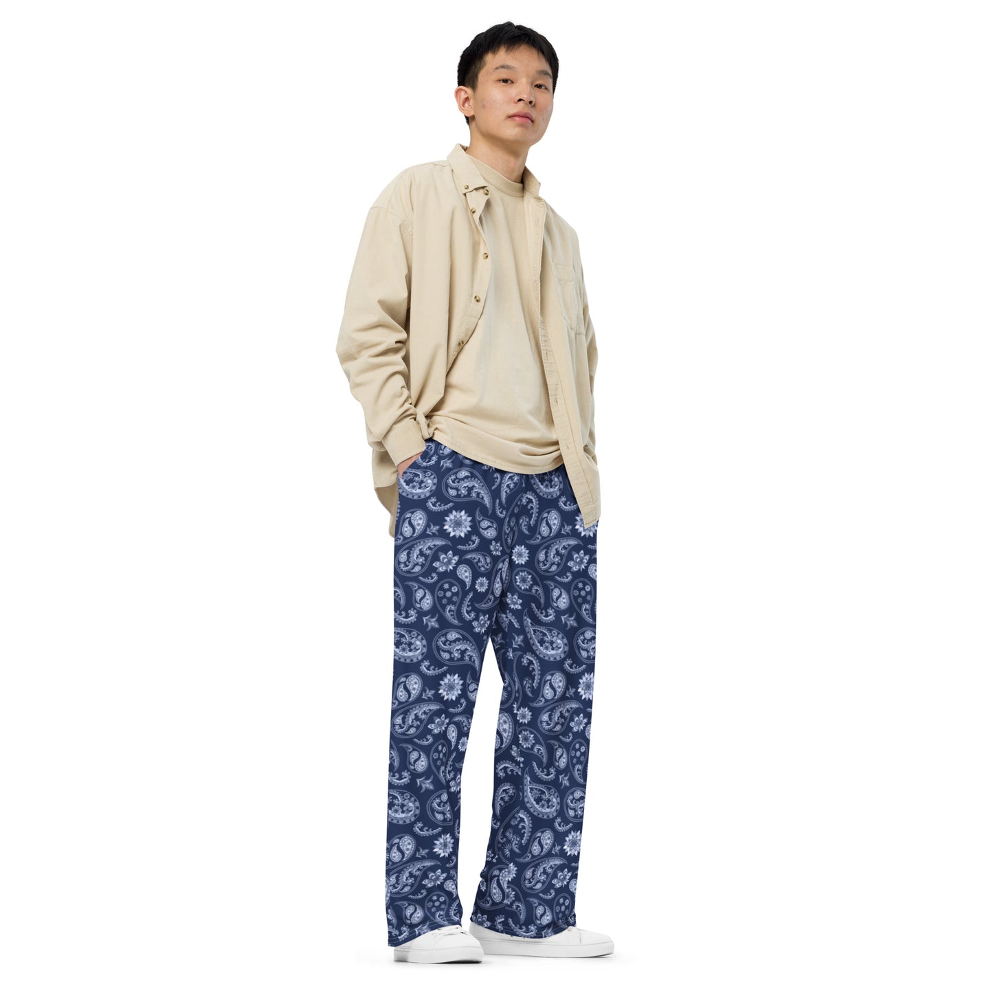 Paisley (Blu/Wht) - Premium Wide-leg Pants