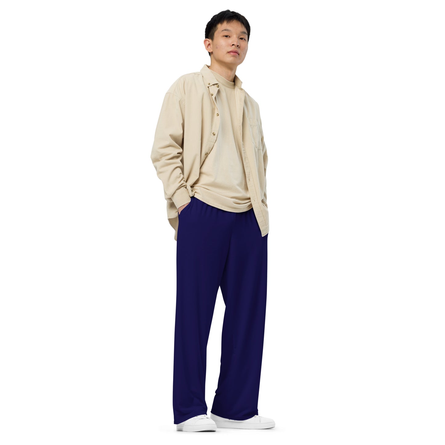 Solid Navy - Premium Wide-leg Pants