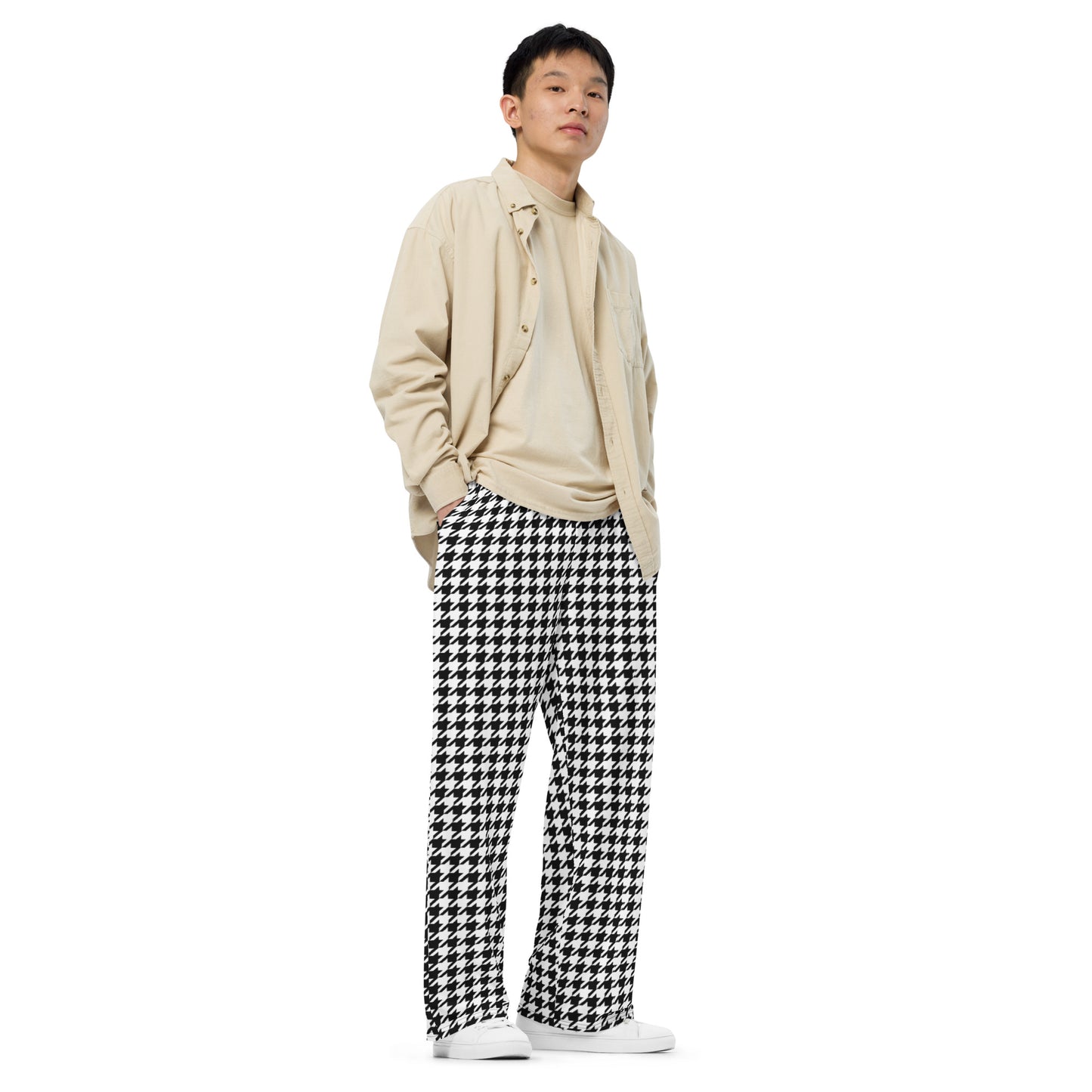 Houndstooth (Blk/Wht) - Premium Wide-leg Pants
